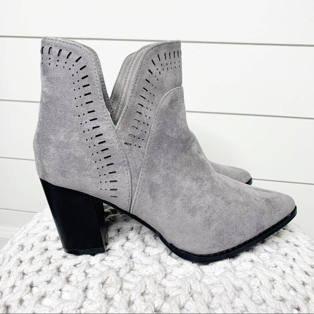 Olivia Miller Ironic Lattice Bootie Grey Vegan 11M